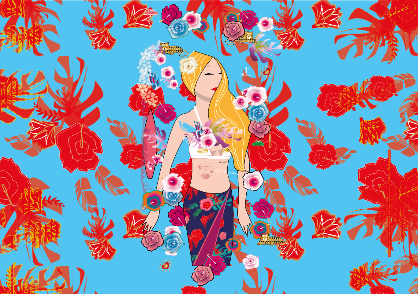 Paréo "Surfeuse Corse" 11