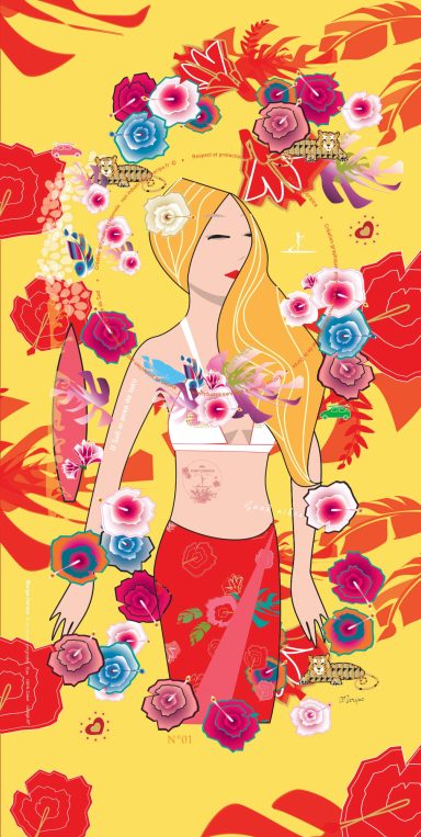 Serviette "Surfeuse Corse" 08