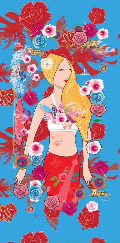 Serviette "Surfeuse Corse" 28