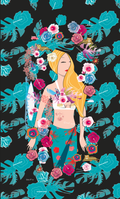 Serviette "Surfeuse Corse" 01