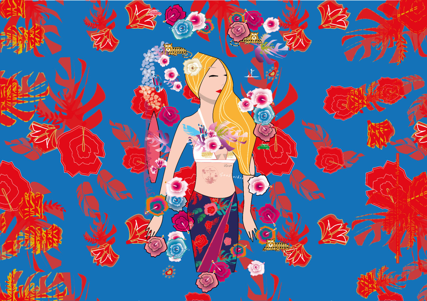 Paréo "Surfeuse Corse" 10