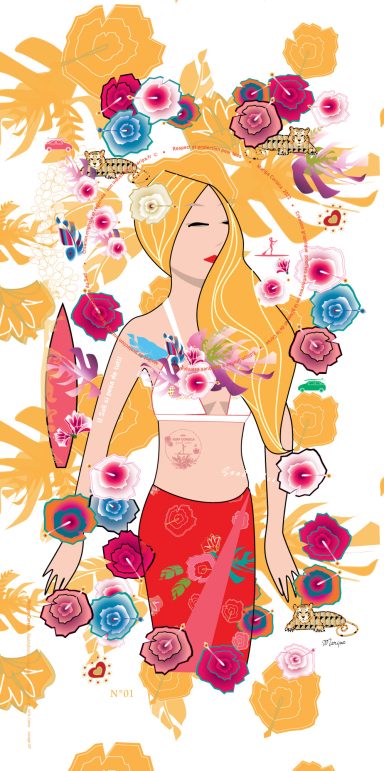 Serviette "Surfeuse Corse" 22
