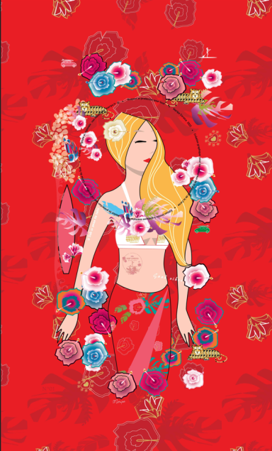 Serviette "Surfeuse Corse" 09