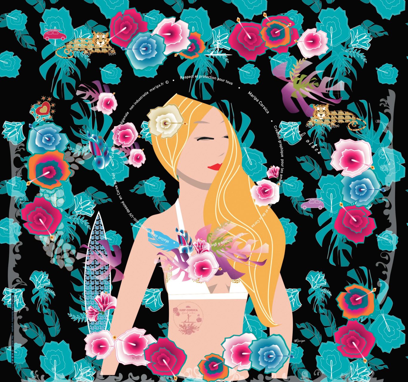 Paréo "Surfeuse Corse" 08