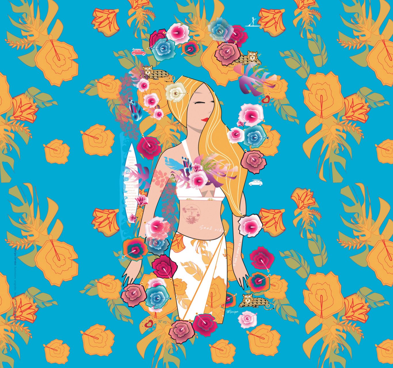 Paréo "Surfeuse Corse" 09